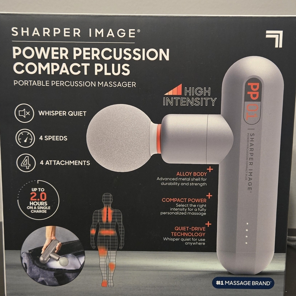 Sharper Image Power Percussion Compact Plus – Handheld Massage Gun NEW